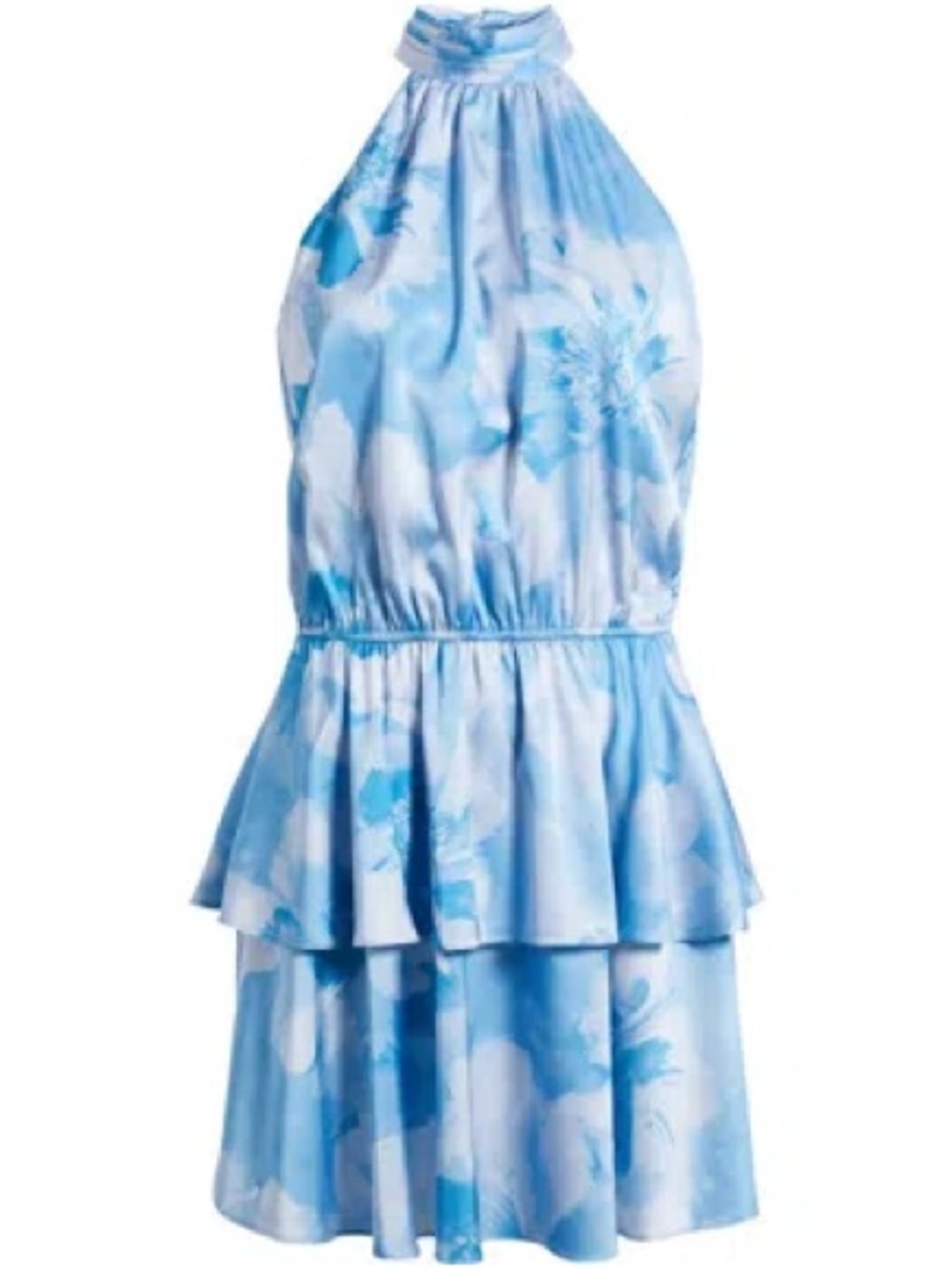 Chelsea28 Blue Floral Halter High-Low Dress